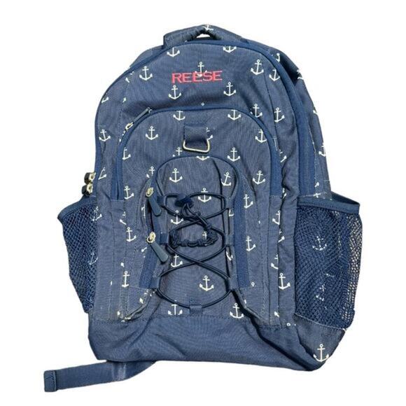 Pottery Barn Teen Gear-Up Navy Anchor Backpack Embroidered Reese - Picture 1 of 11